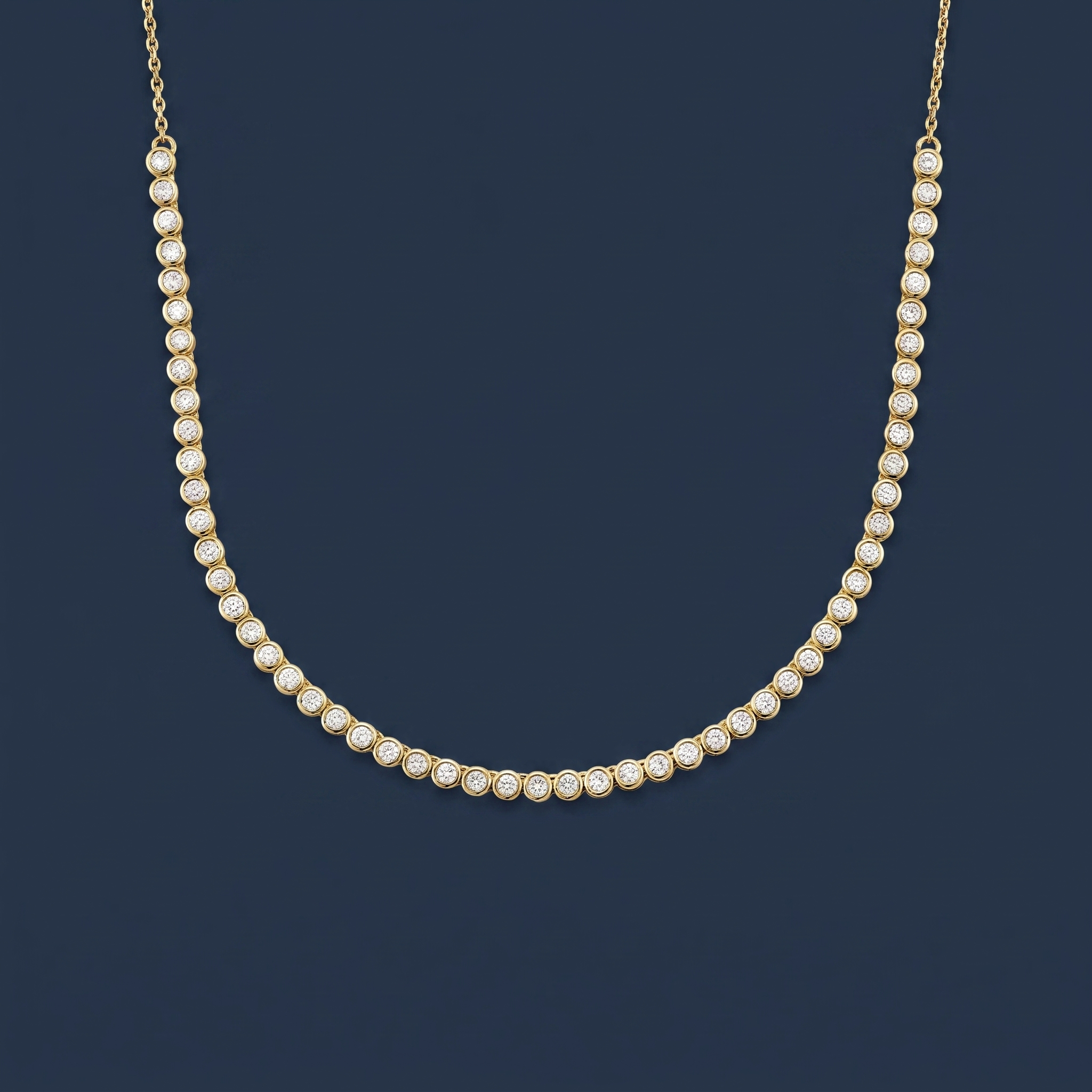 1/3 Coverage Petite Bezel Lab Diamond Tennis Necklace (3/4 ct. tw.) in 14K Yellow Gold