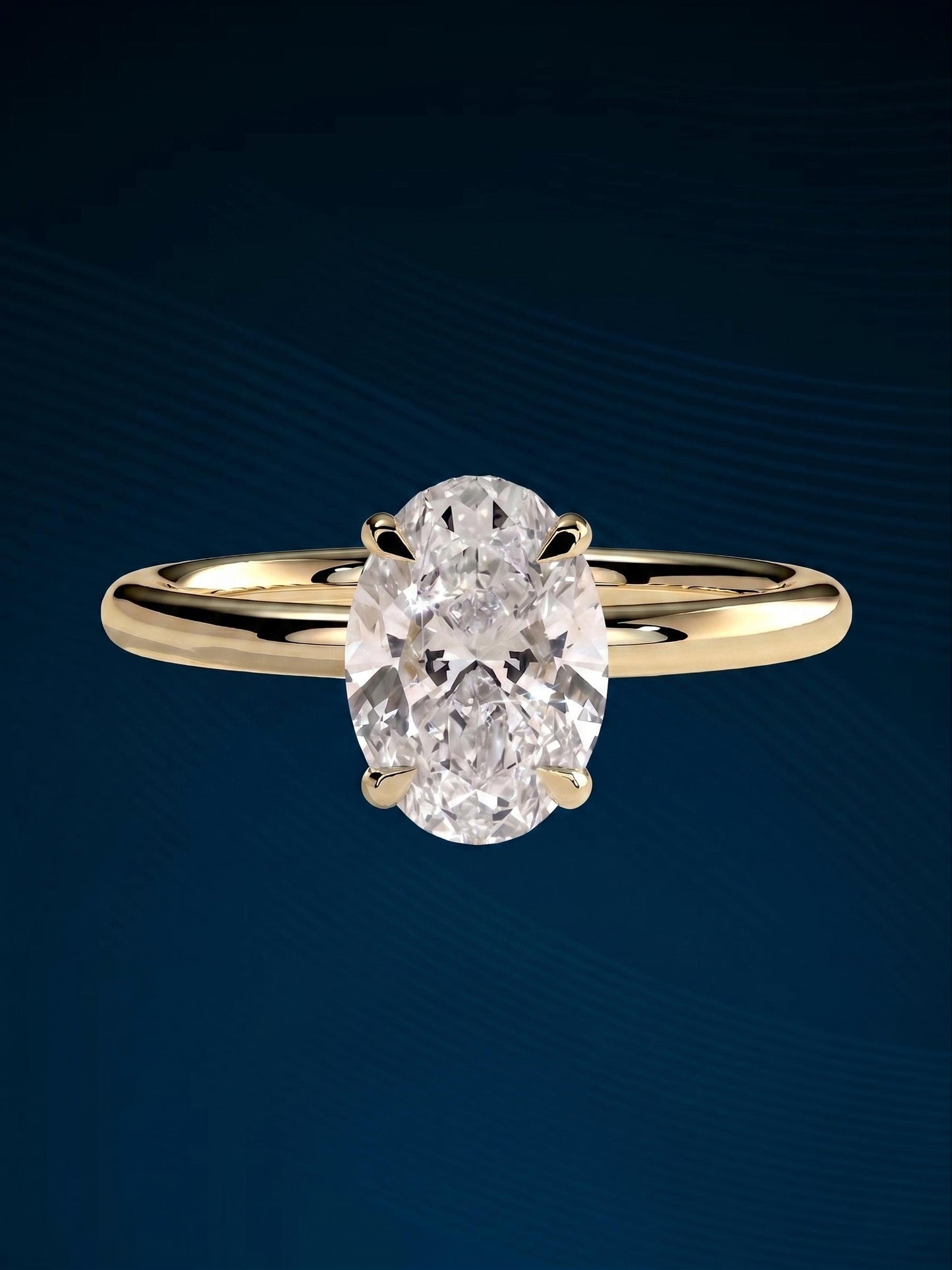 2 Carat Oval Cut E VVS Engagement Ring / Oval Lab Grown Diamond Ring / 14K or 18K Yellow Gold Ring / Thin Ring / Minimal Ring / Dainty Ring
