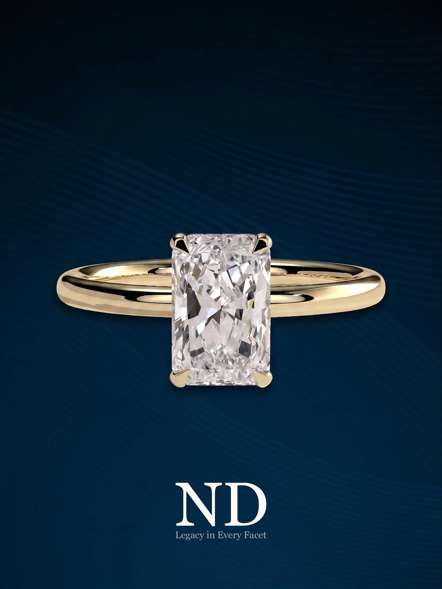 2 Carat Radiant Lab Grown Diamond Hidden Halo Engagement Ring: 14k Rose Gold High Set Minimalist Diamond Ring