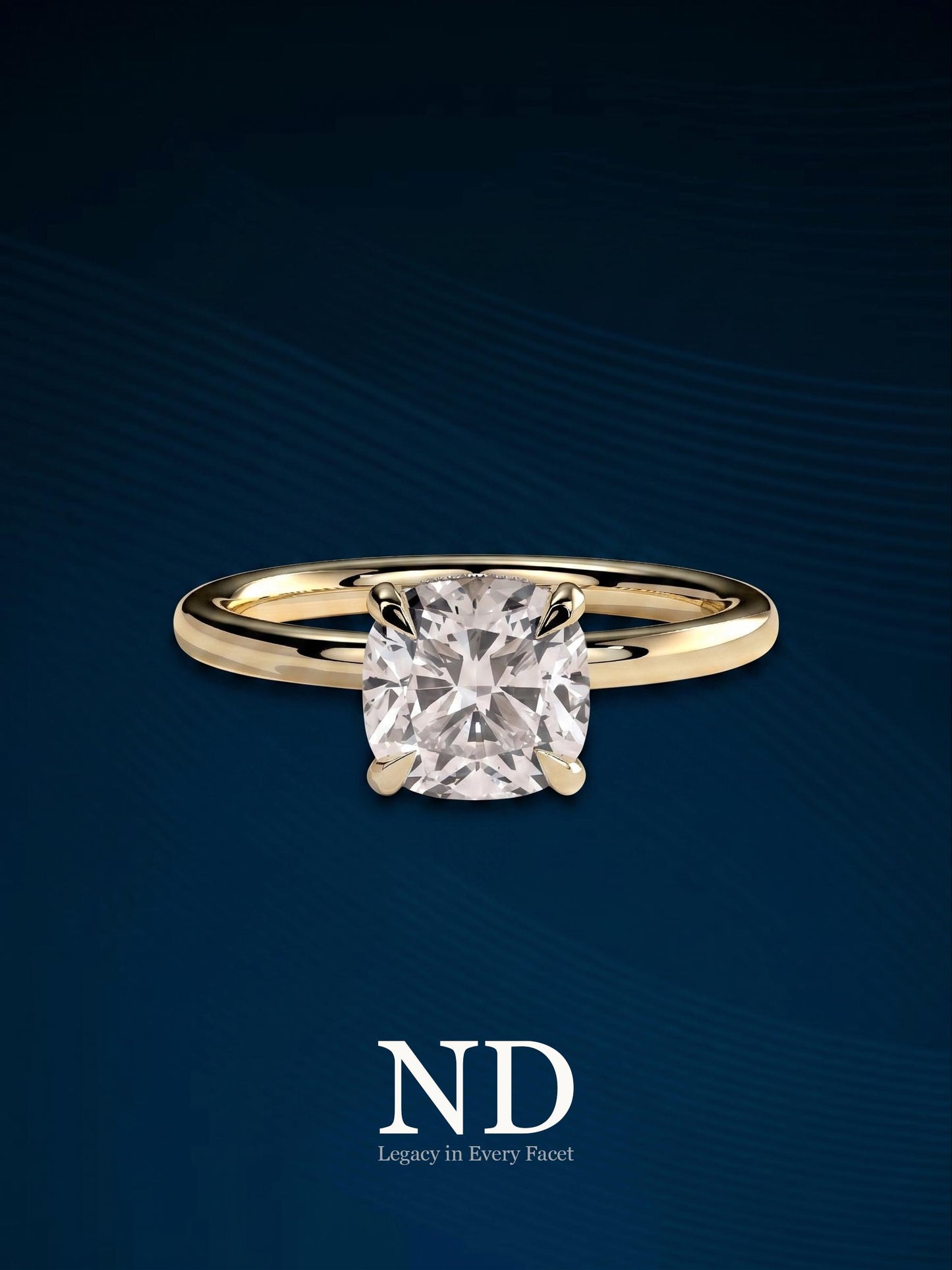 2 Carat E VVS Cushion Lab Grown Diamond Solitaire Ring / 14K Yellow Gold Thin Minimalist Wedding Ring / Minimal Engagement Ring