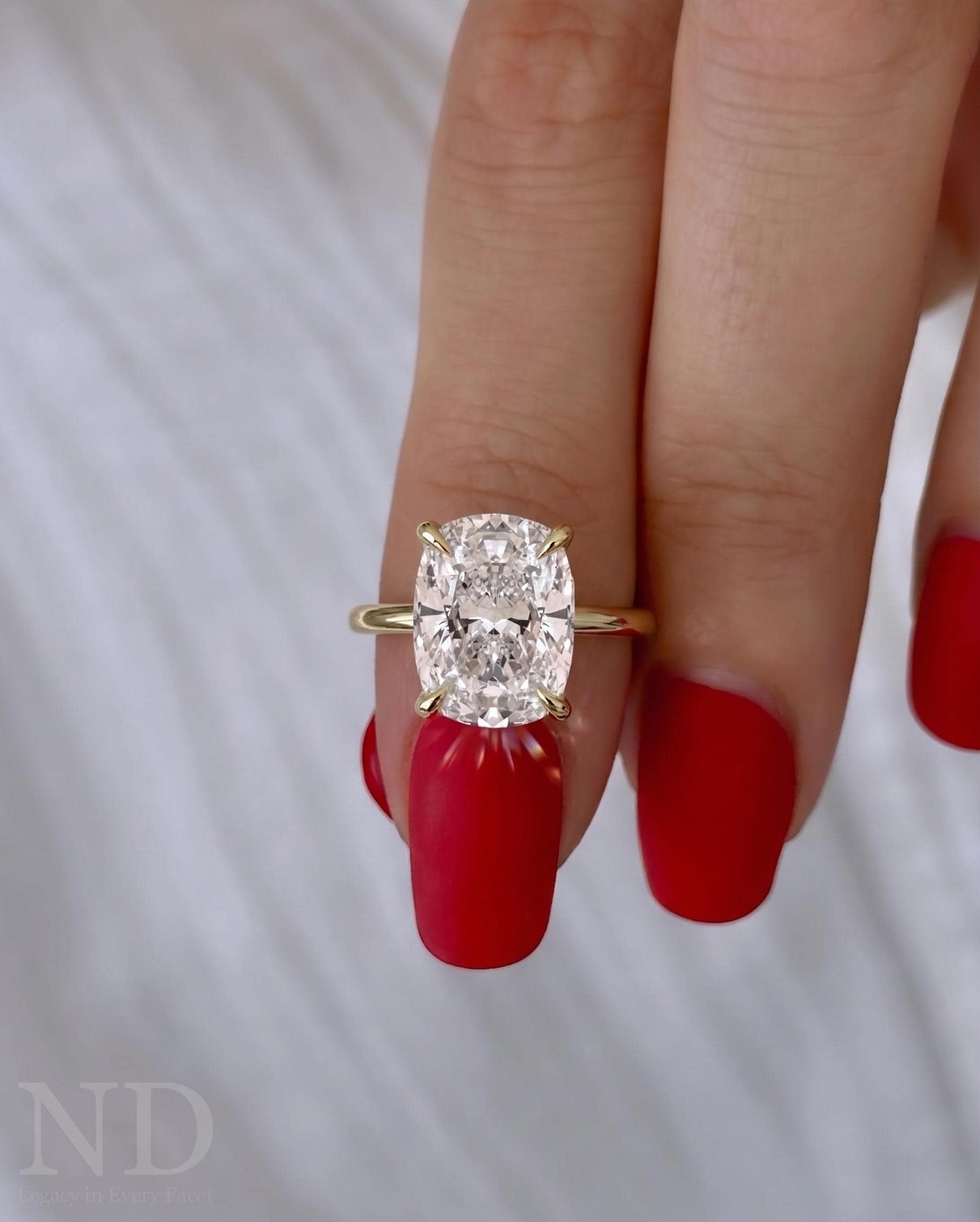 2 Carat Elongated Cushion Lab Grown Diamond Ring / Elongated Diamond Lab Created Diamond Solitaire Ring / Cathedral Comfort Fit / 14k Gold
