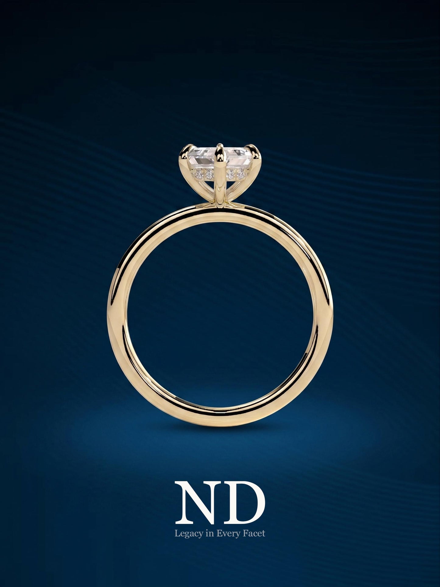 2 Carat Elongated Hexagon Cut Lab Grown Diamond Engagement Ring / 14k Yellow Gold Unique Art Deco Design / Low Set Ring / Flush Fit
