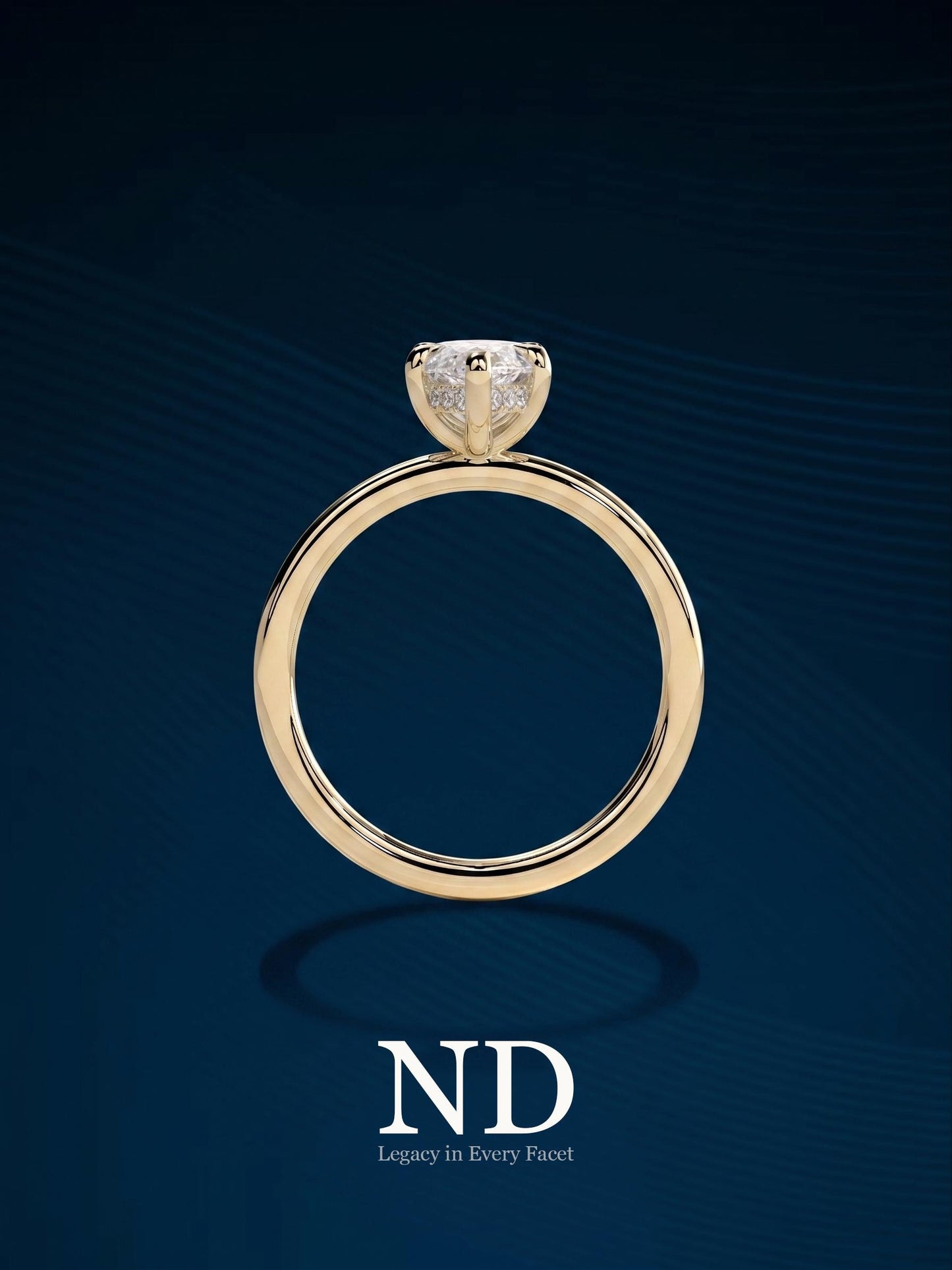 2 Carat Marquise Cut Lab Grown Diamond Hidden Halo Engagement Ring / E VVS IGI Certified / Thin Proposal Ring in 18k Yellow Gold 6 Prong
