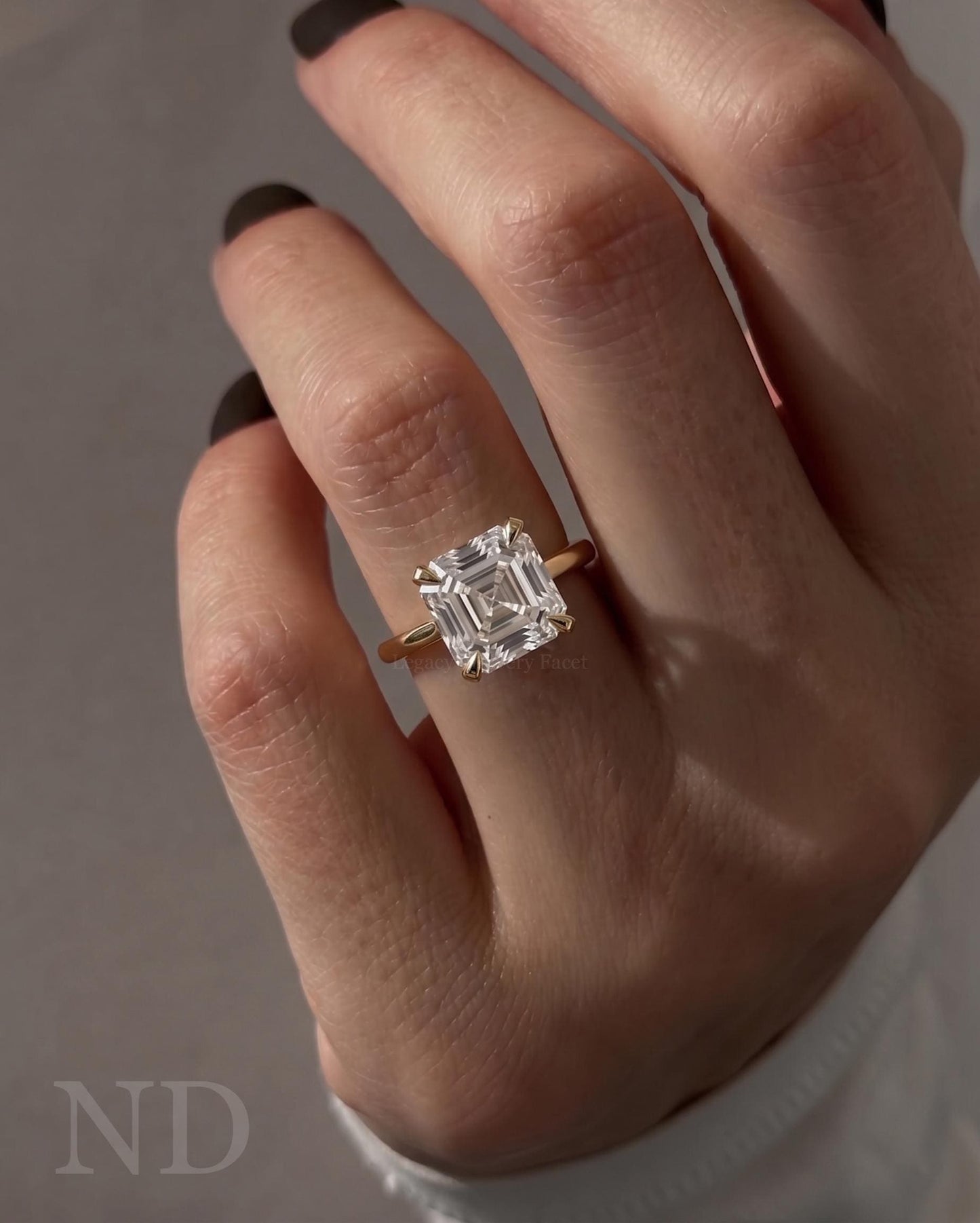 2 Carat Asscher Cut Lab Grown Diamond Solitaire Ring / Low profile Setting CVD Diamond Ring / Dainty Proposal Ring / Square Emerald Ring