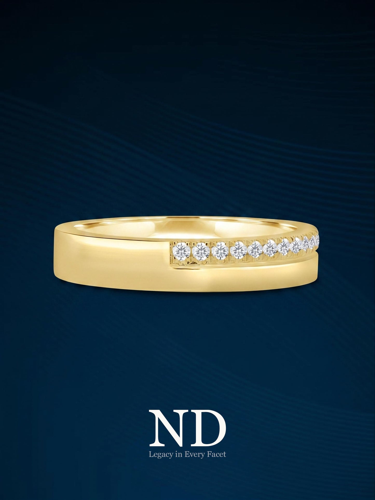One Side Pave Wedding Lab Grown Diamond Half Eternity Flat Band 14k Gold Minimalist Moissanite Marriage Band Comfort Fit Classic Women Band
