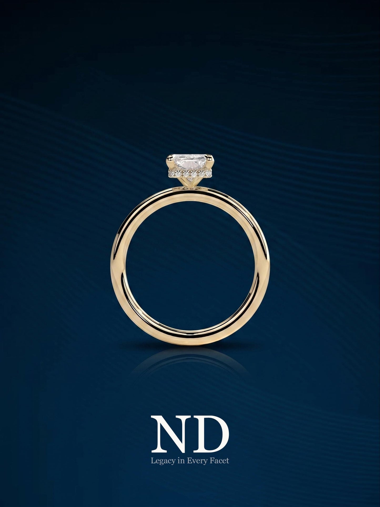 2 Carat Radiant Lab Grown Diamond Hidden Halo Engagement Ring: 14k Rose Gold High Set Minimalist Diamond Ring