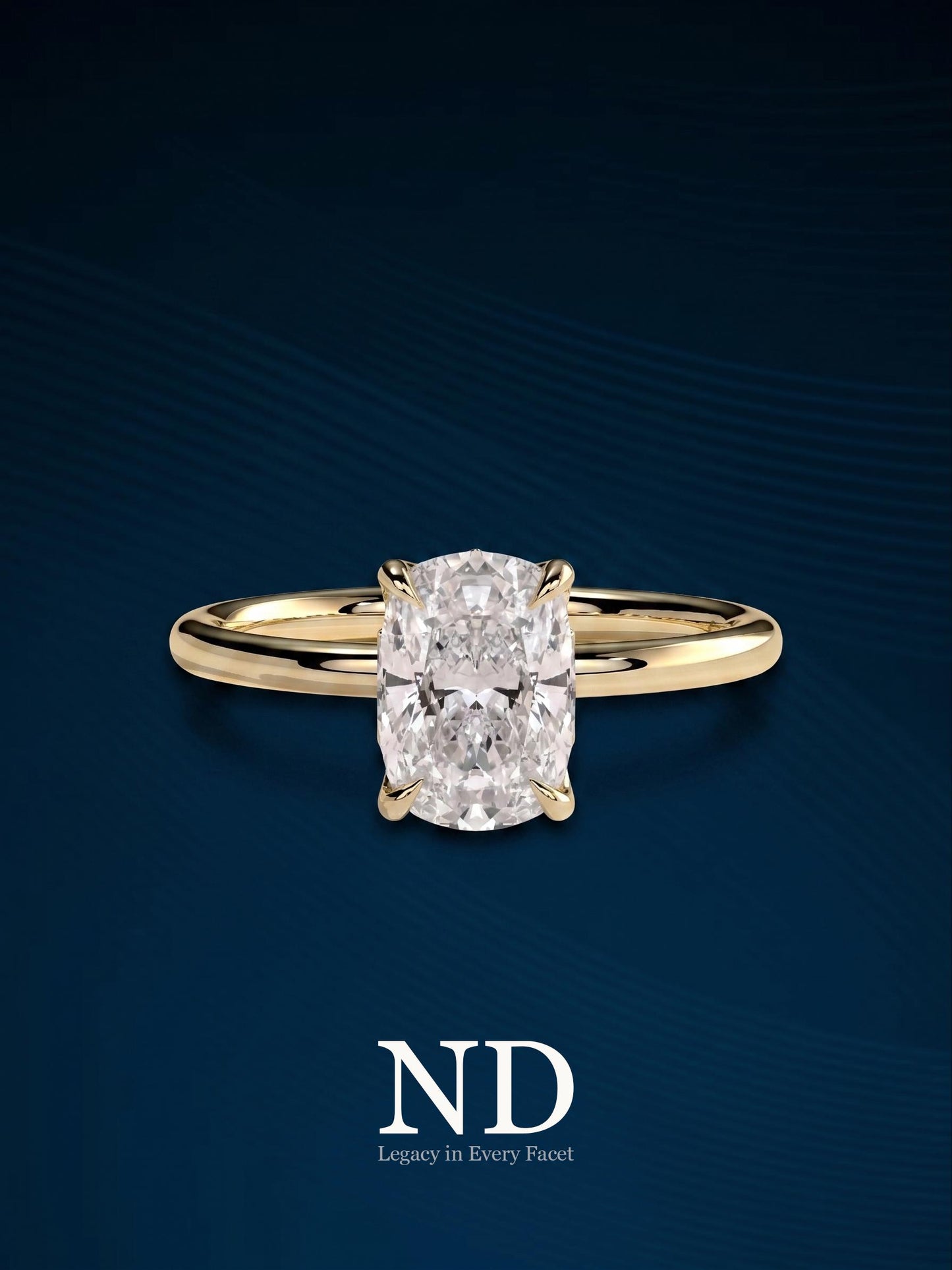 2 Carat Elongated Cushion Lab Grown Diamond Ring / Elongated Diamond Lab Created Diamond Solitaire Ring / Cathedral Comfort Fit / 14k Gold