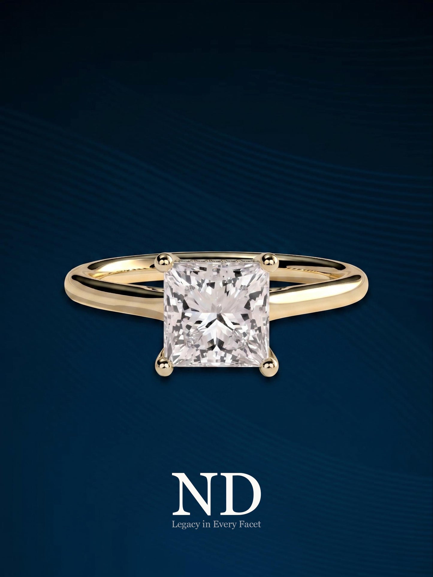 2 Carat Princess Cut Lab Grown Diamond E VVS Solitaire Ring / Yellow Gold Princess Proposal Ring / Unique V Prong Prongs / Classic Ring