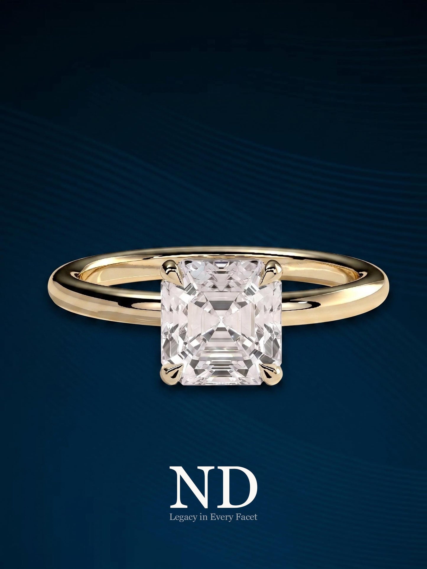 2 Carat Asscher Cut Lab Grown Diamond Solitaire Ring / Low profile Setting CVD Diamond Ring / Dainty Proposal Ring / Square Emerald Ring