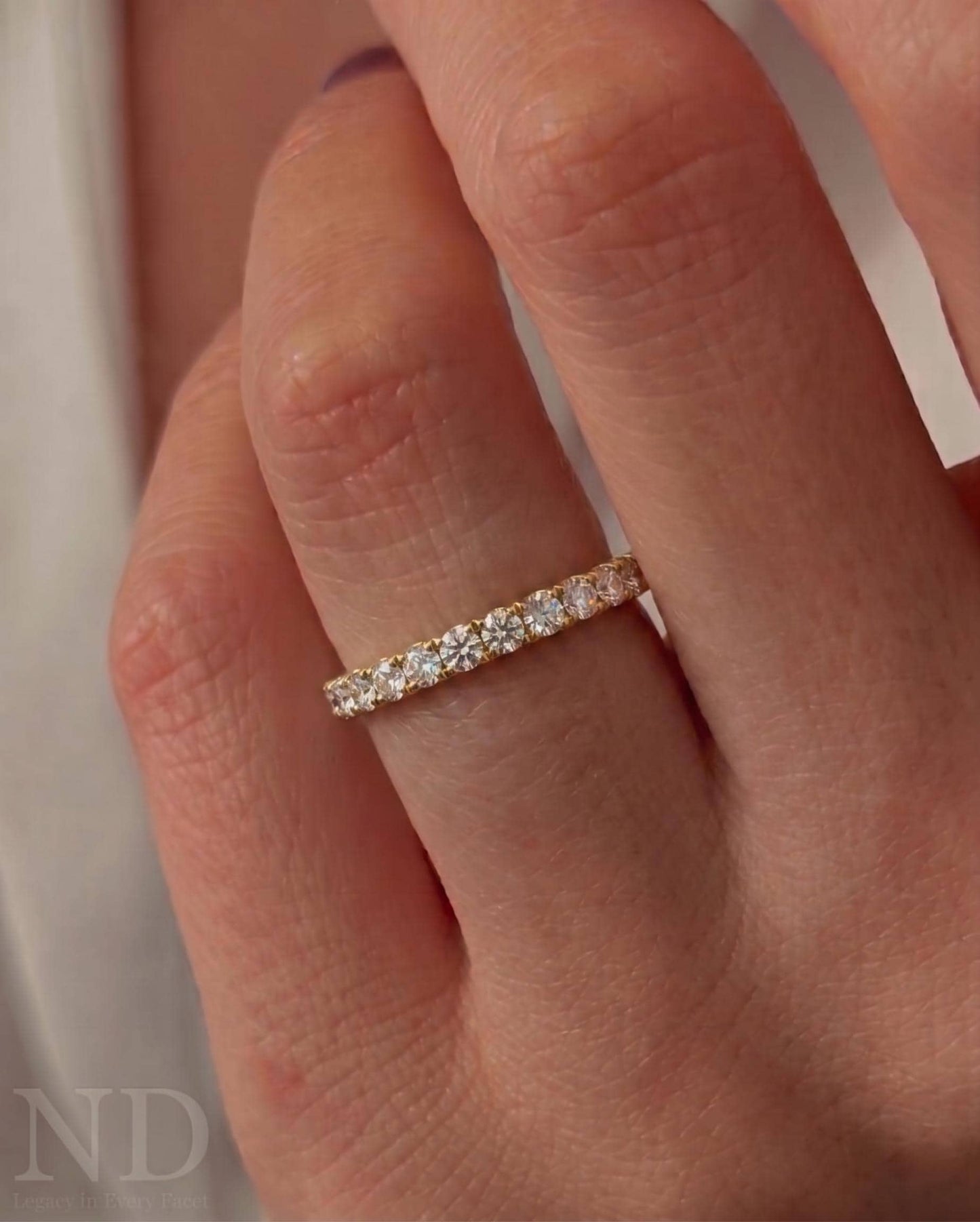 2MM Round Pave Lab Diamonds Eternity Band / 14k White Gold Eternity Ring / Matching Wedding Band / Classic Stacking Ring / Diamond Band