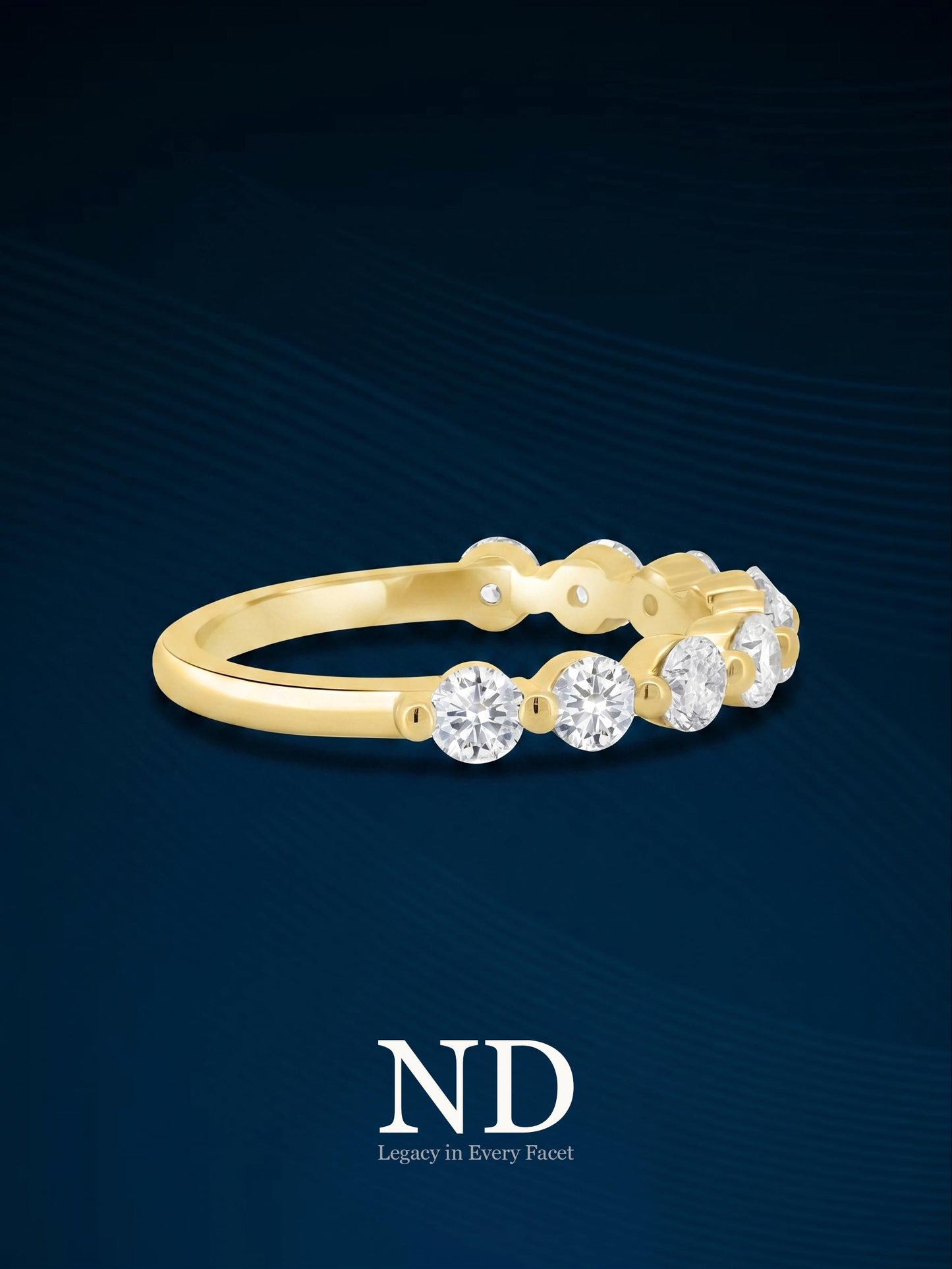 2.2mm Lab Diamond Wedding Band, Shared Prong Stackable Ring, 18K Gold Floating Bubble band, Promise Ring