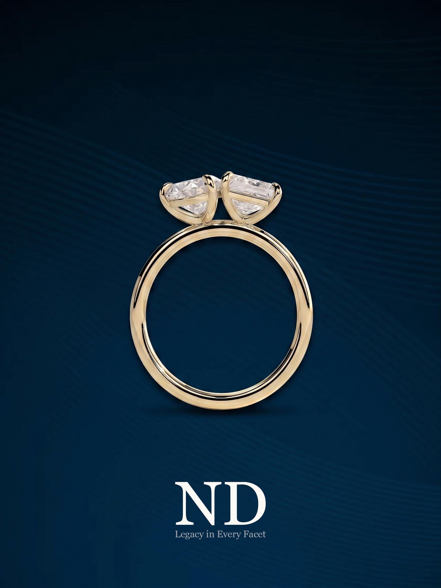 3.3 Carat Toi et Moi Emerald and Pear Lab Grown Diamonds Ring / Two Stone Diamond Ring / 14k Yellow Gold Moi et Toi Diamond Ring