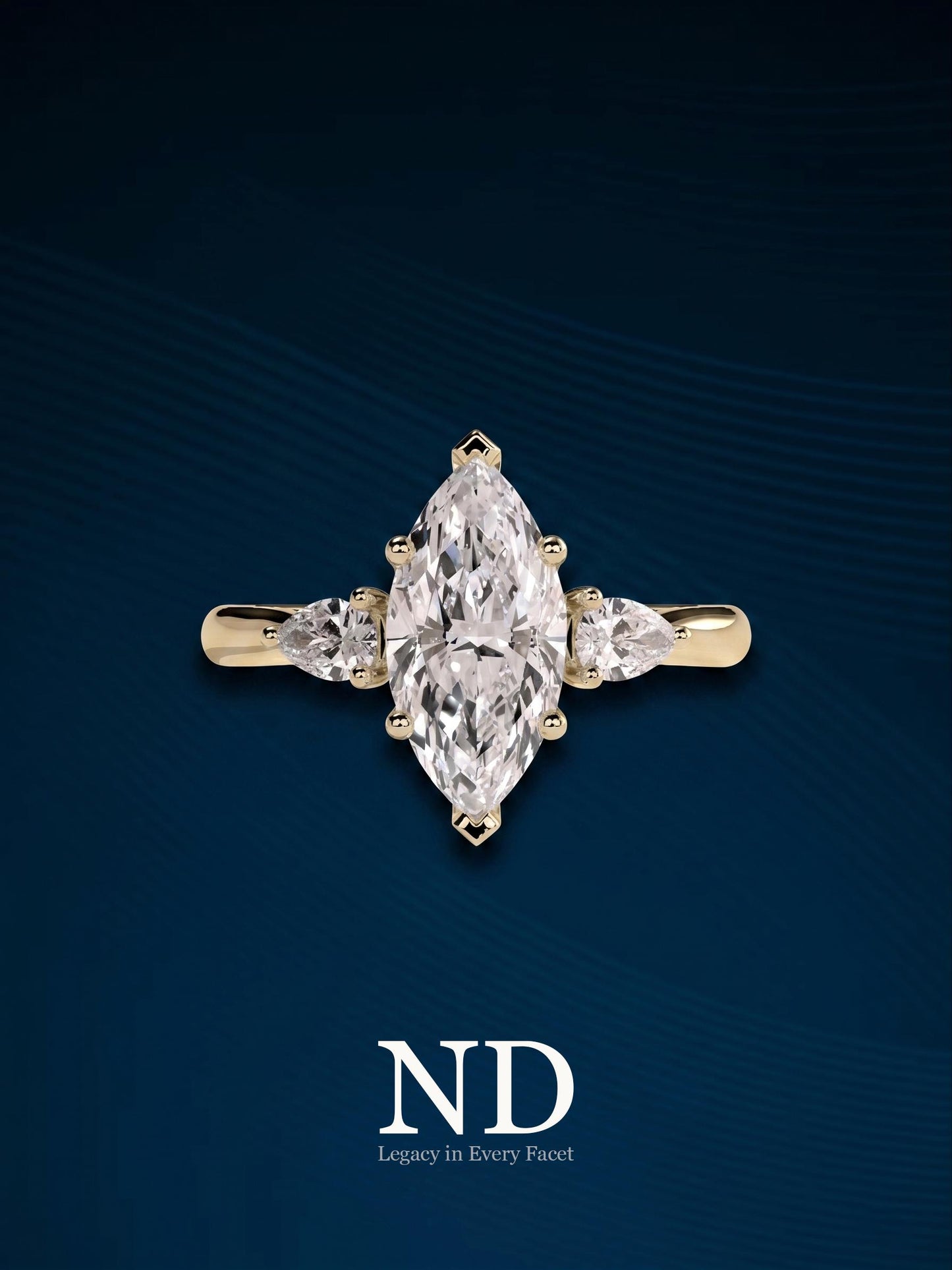 2.3 Carat Marquise E VVS2 Lab Grown Diamond Three Stone Ring 18k White Gold / Pear Side Diamonds / 3 Stone Diamond Ring / Trilogy Ring