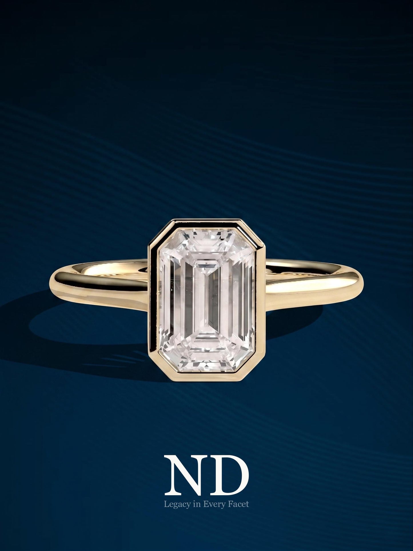 2 Carat Emerald Cut Lab Grown Diamond Art Deco Engagement Ring: 14k Gold Split Shank Solitaire Ring / Cathedral High Set Diamond Ring