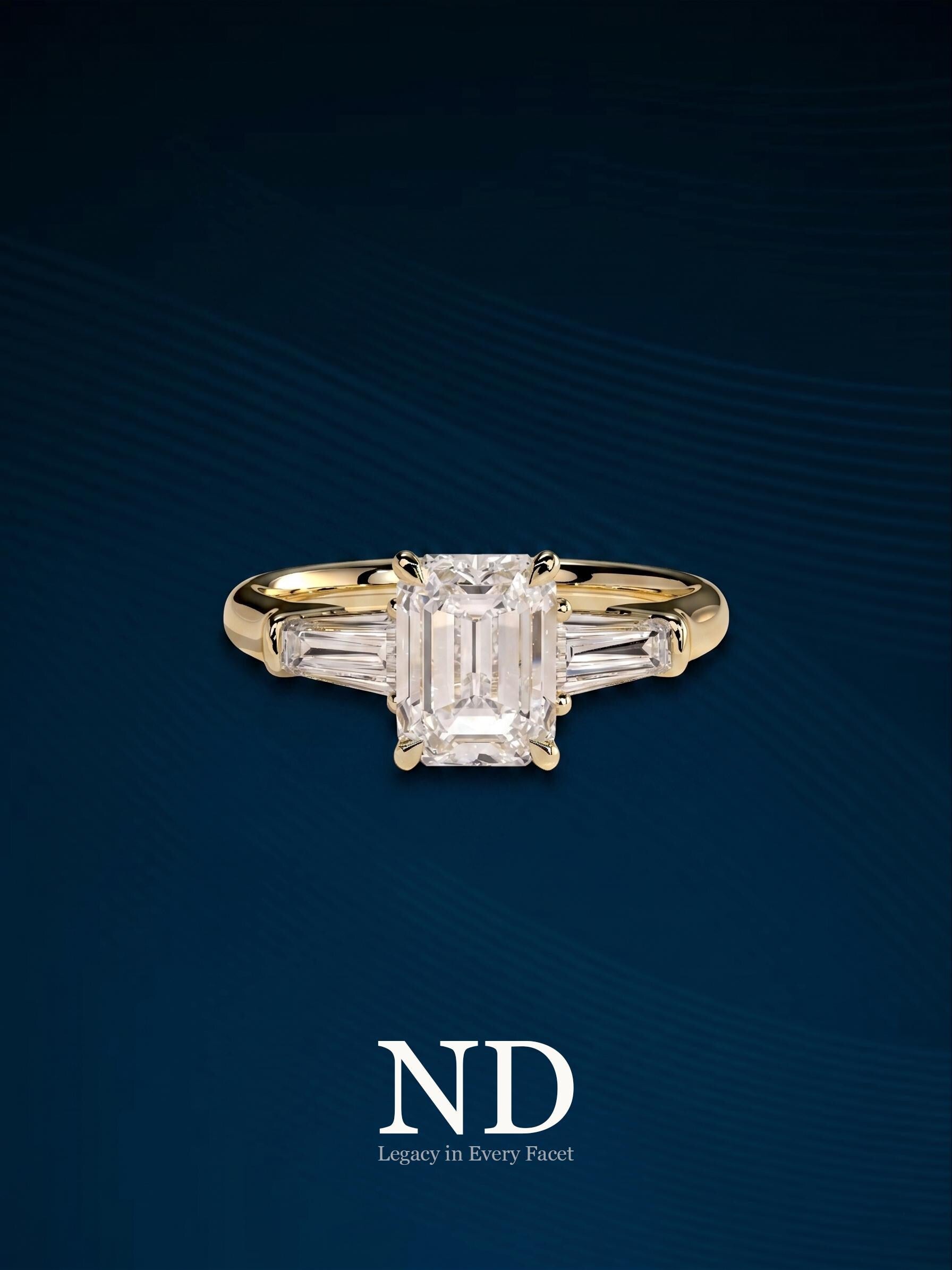 2 Carat Princess Cut Lab Grown Diamond E VVS Solitaire Ring / 14k Yellow Gold Prongs Ring / Cathedral Engagement Ring / Classic Diamond Ring
