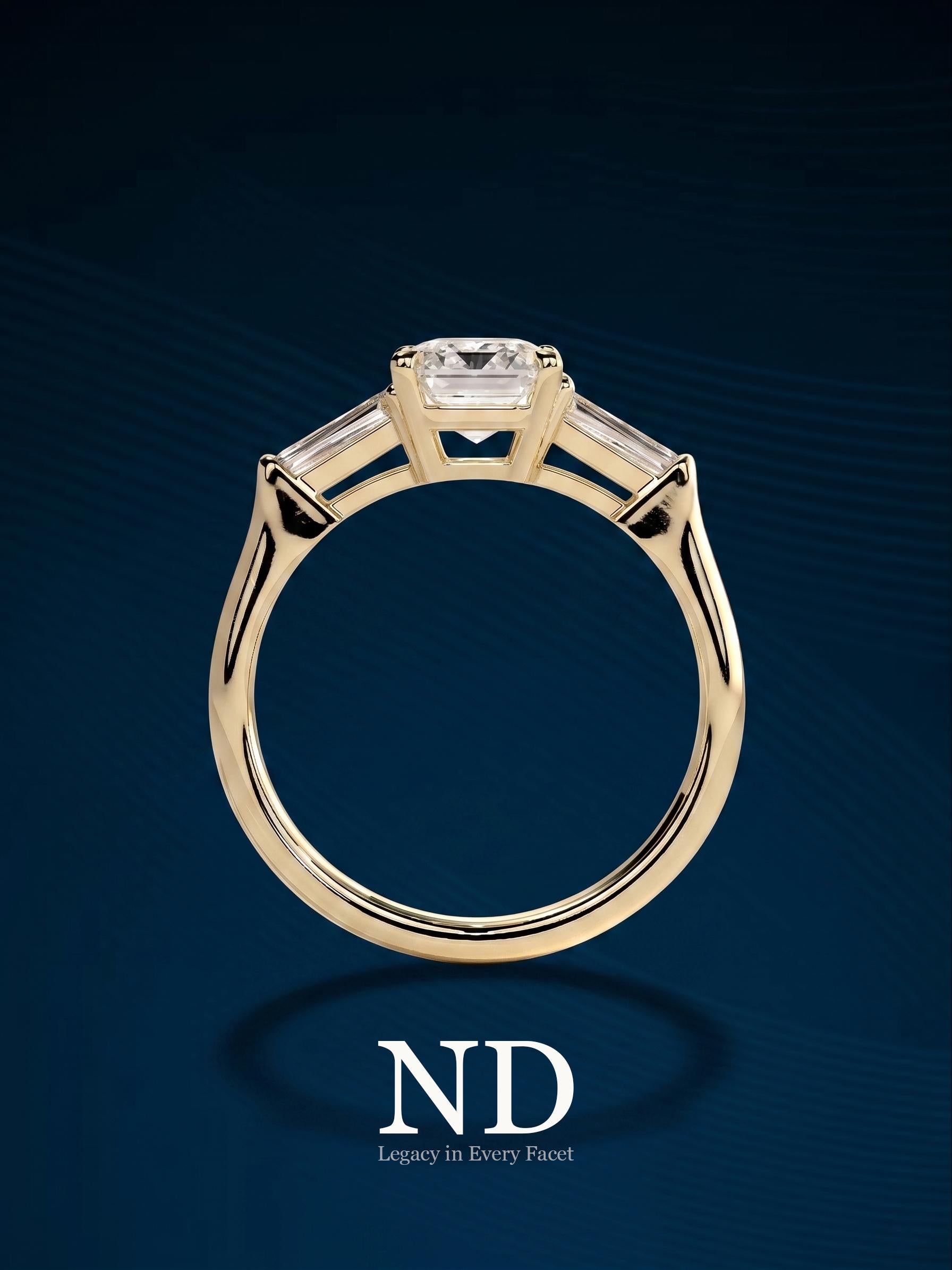 2 Carat Princess Cut Lab Grown Diamond E VVS Solitaire Ring / 14k Yellow Gold Prongs Ring / Cathedral Engagement Ring / Classic Diamond Ring