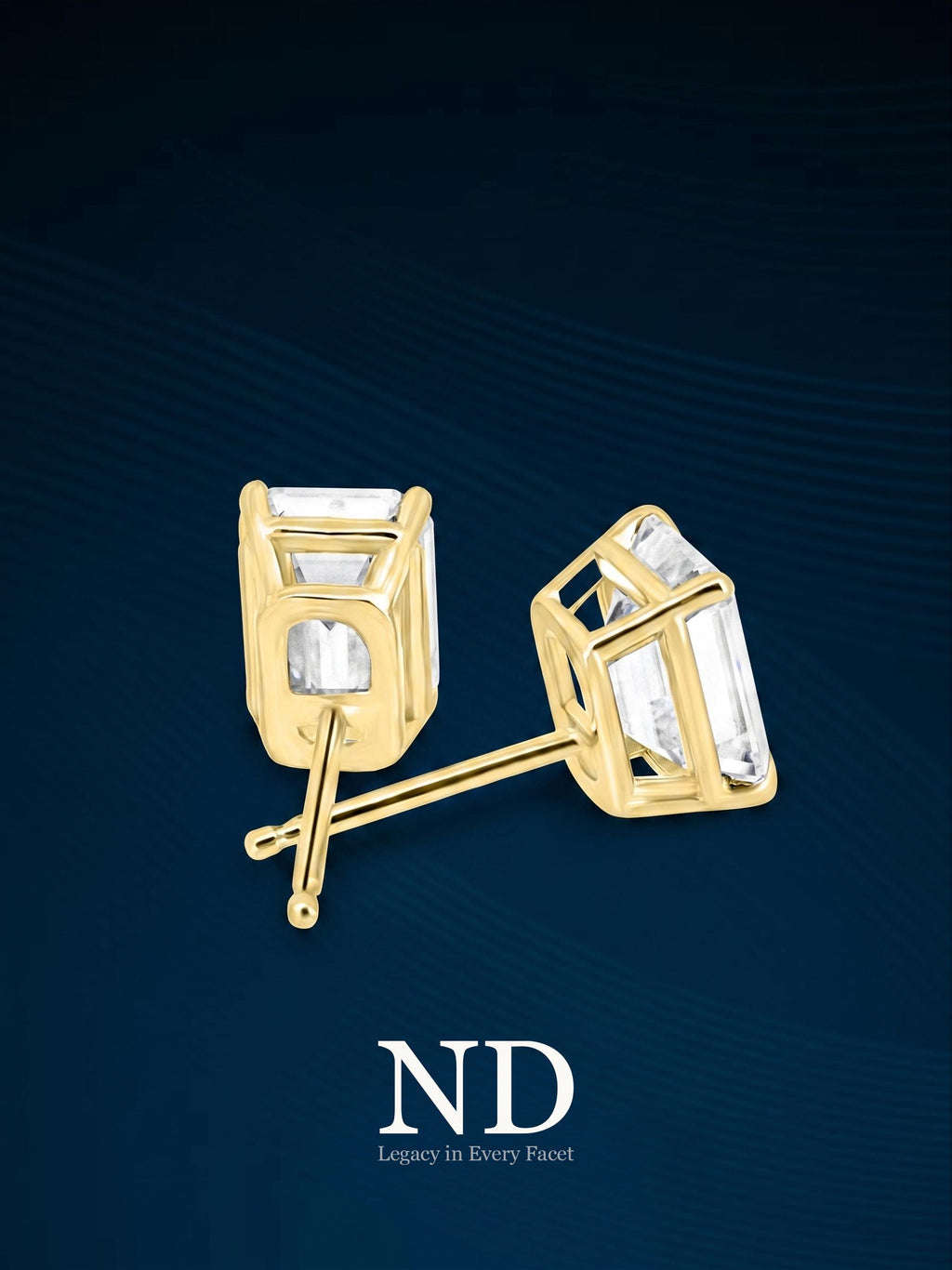Emerald Cut Stud Earrings / 1ct Emerald 4 Claw Setting / Statement Earrings for Women / Evening Jewelry Gift for Her