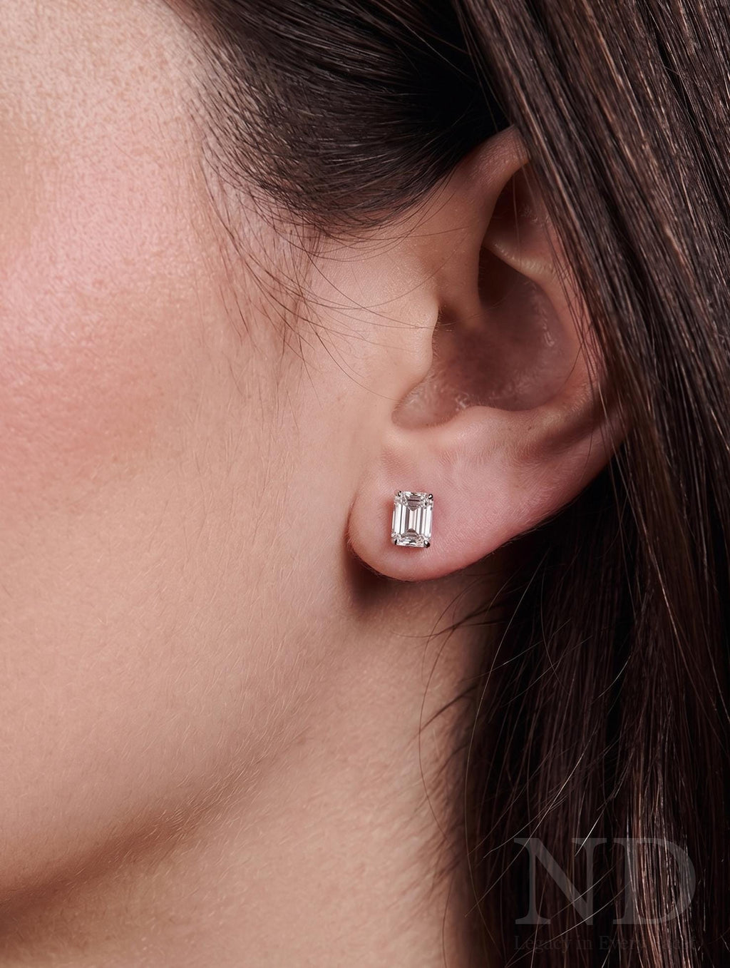 Emerald Cut Stud Earrings / 1ct Emerald 4 Claw Setting / Statement Earrings for Women / Evening Jewelry Gift for Her