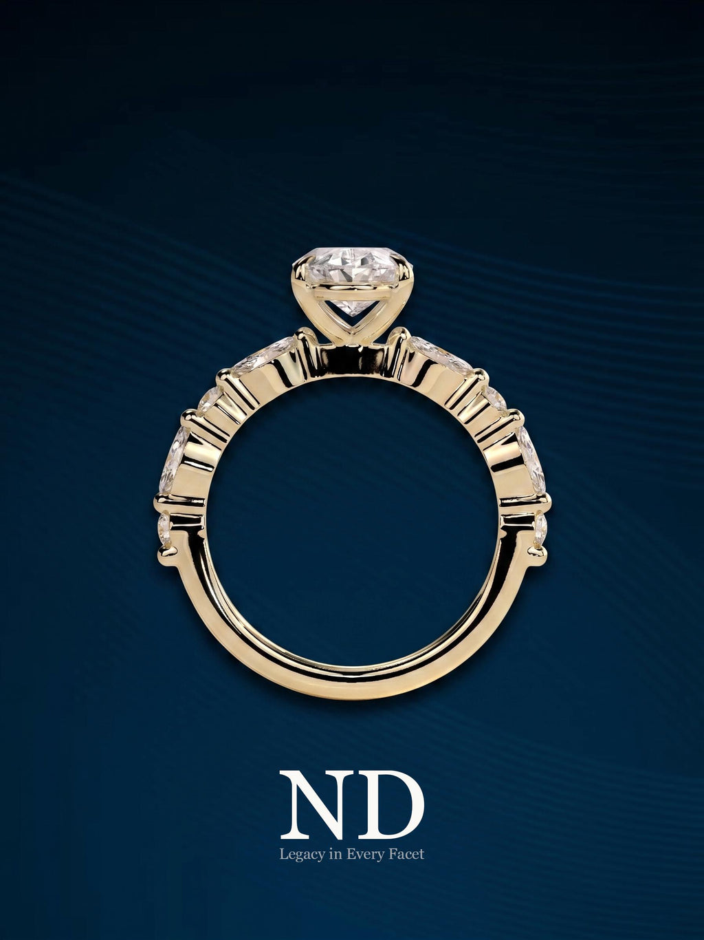 2 CT Oval Lab Grown Diamond Ring 14K Yellow Gold | Marquise Side Stone Band | IGI Certified Engagement Ring | Ethical Bridal Gift