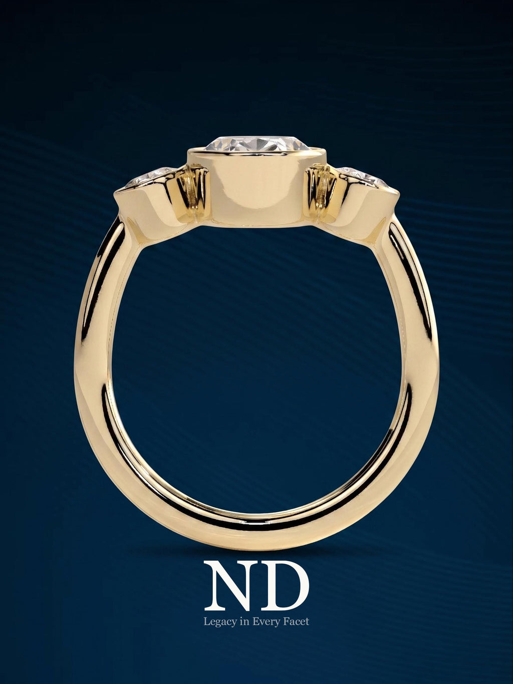 2 Carat E VS1 Oval Lab Grown Diamond Bezel Set Engagement Ring in Yellow Gold / Oval Three Stone Bezel Set Diamond Ring / Art Deco Ring