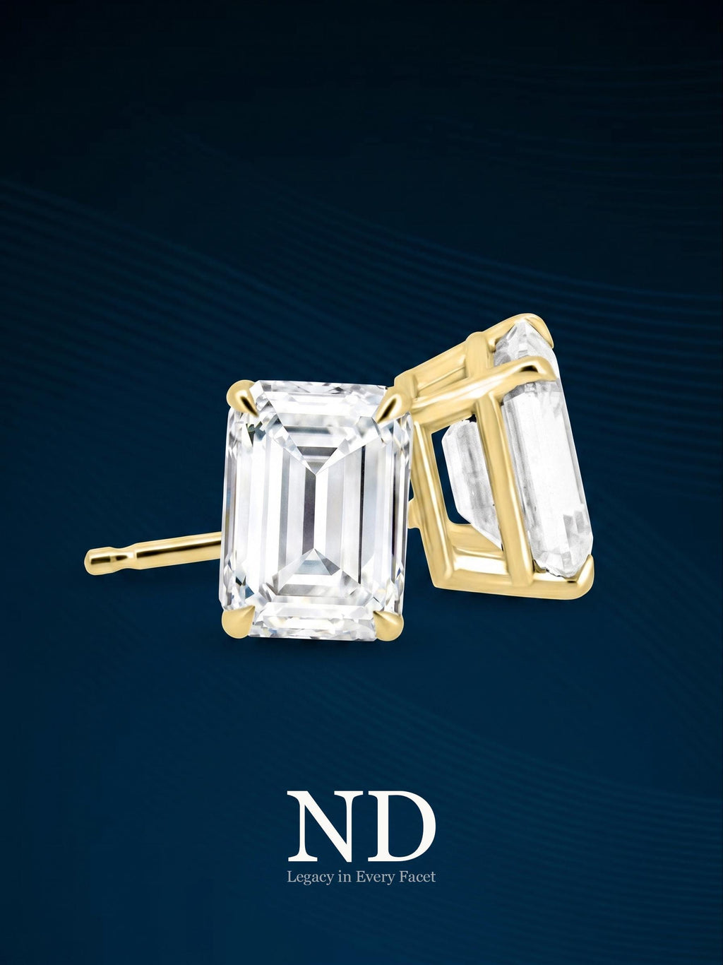 Emerald Cut Stud Earrings / 1ct Emerald 4 Claw Setting / Statement Earrings for Women / Evening Jewelry Gift for Her
