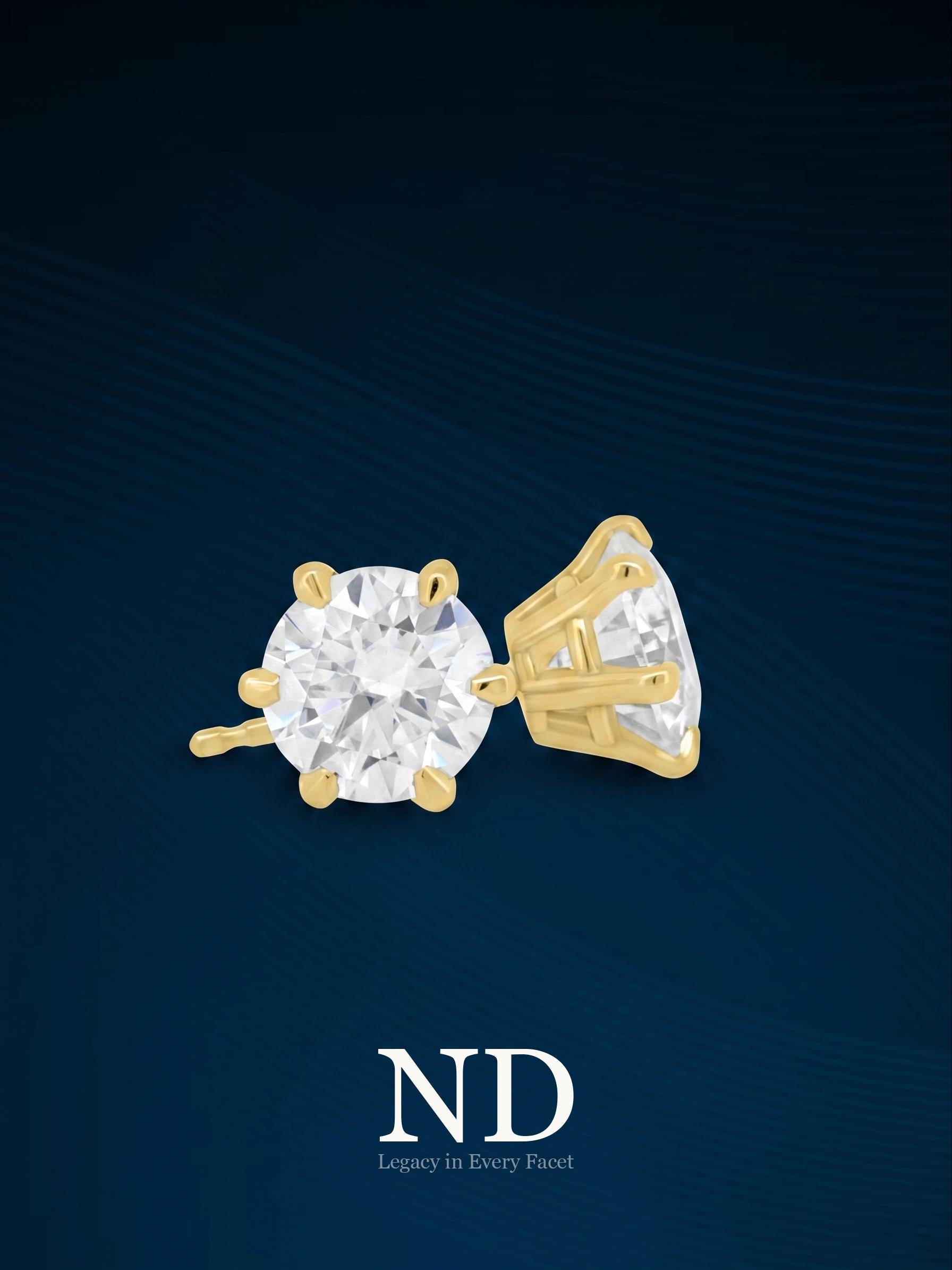 Round Cut Diamond Stud Earrings / 1ct Solitaire Fine Jewellery / Six Claw Basket Setting / Elegant Gift for Her